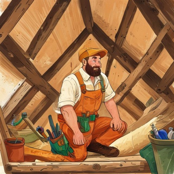 Artisan RGE posant l'isolation dans des combles
